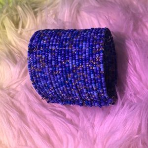 blue beaded bracelet cuff